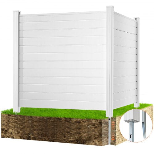 Outdoor Privacy Screens, 50" W x 50" H Air Conditioner Fence, Pool Equipment Enclosure, Horizontal Vinyl Privacy Fence, Perfect to Enclose Trash Can and A/C Units (2-Panel)