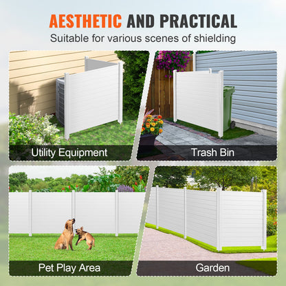 Outdoor Privacy Screens, 50" W x 50" H Air Conditioner Fence, Pool Equipment Enclosure, Horizontal Vinyl Privacy Fence, Perfect to Enclose Trash Can and A/C Units (2-Panel)
