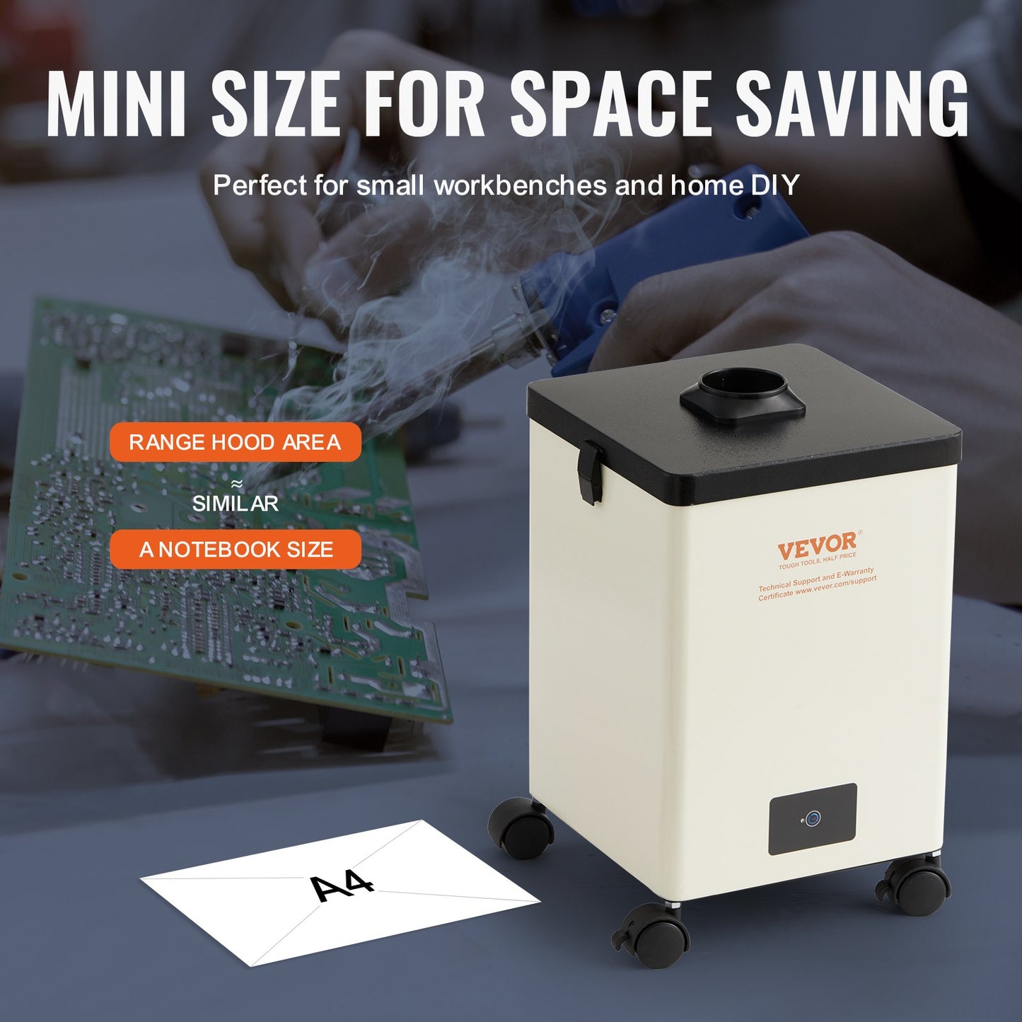150W Soldering Fume Smoke Extractor 3-Stage Filters 332 m³/h Air Flow