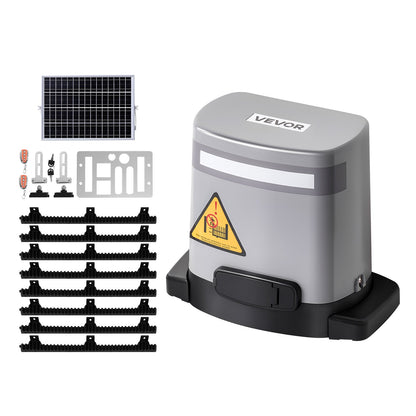 Solar Sliding Gate Opener, 280W Electric Gate Opener for Doors up to 20m 816kg, Gear Track Rolling Fence Door Motor with Infrared Sensor & 2 Remote Controls, Driveway Gates Opening System