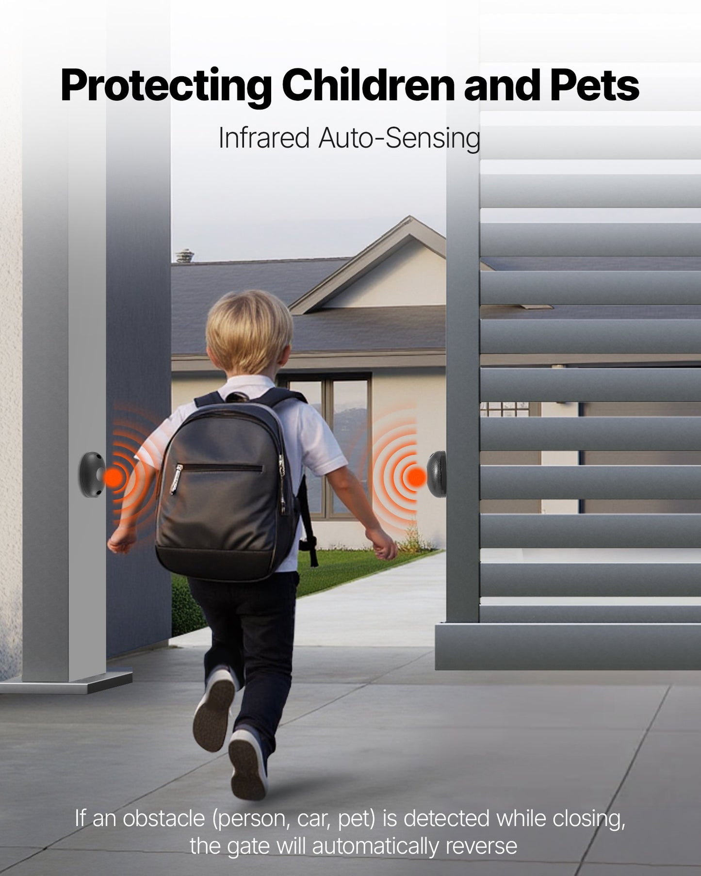 Automatic Gate Opener, 550W Electric Sliding Gate Opener for Doors up to 25m 1500kg, Nylon Gear Rack Rolling Door Motor with Infrared Sensor & 2 Remote Controls, Driveway Gates Opening System