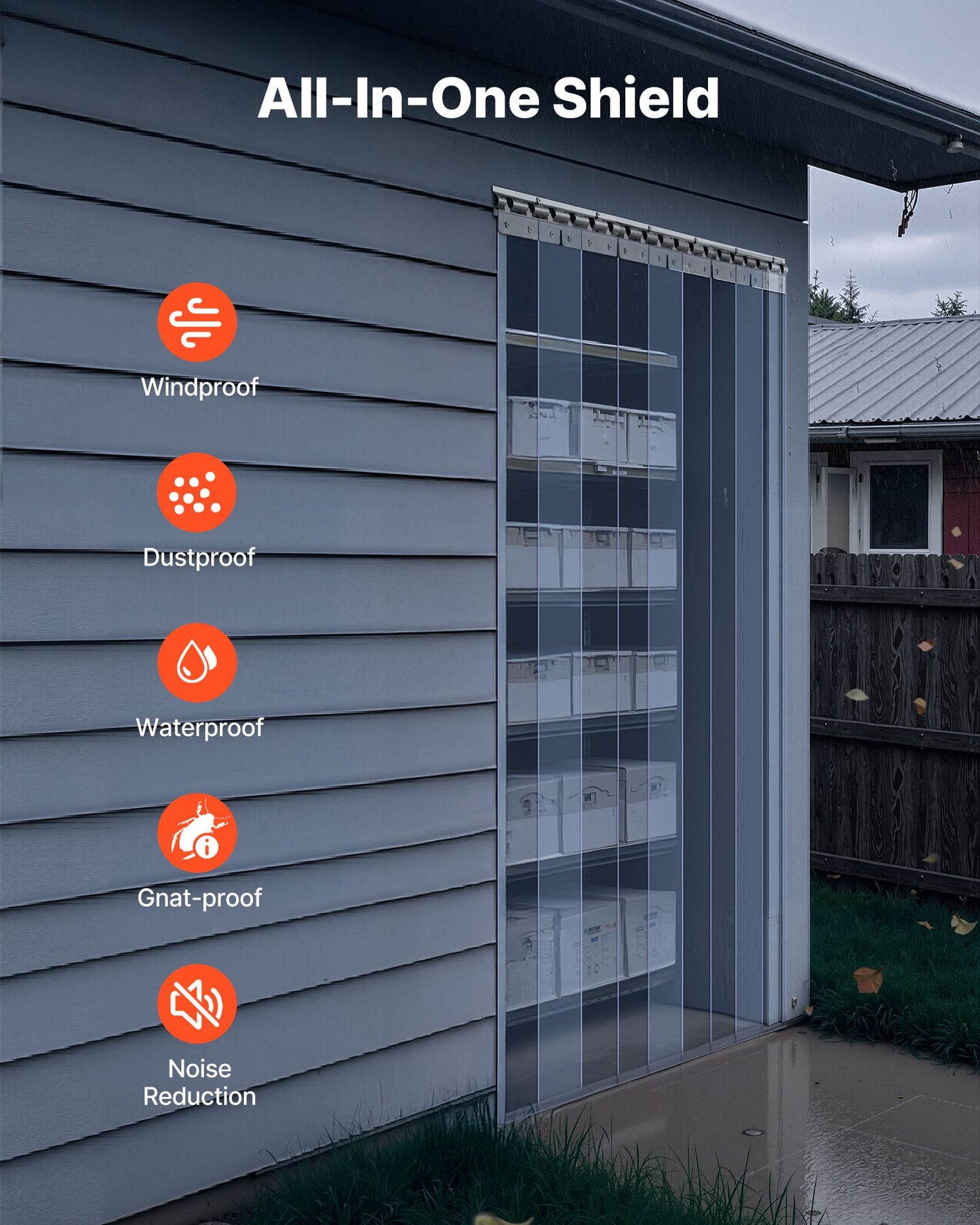 Strip Curtain PVC Door Curtain 121.9 cm x 213.4 cm Cooler Freezer Clear Plastic