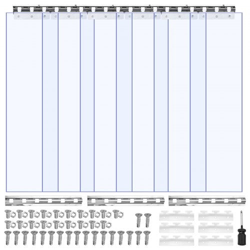Clear PVC Strip Curtain, 2.1 m Height x 0.96 m Width x 2 mm Thickness, 6 PCS Walk in Freezer Cooler Curtain Strips, Thermal Insulating Plastic Door Strips for Warehouse, Freezer, Garage Doors