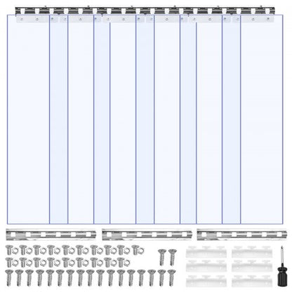 Clear PVC Strip Curtain, 2.1 m Height x 0.96 m Width x 2 mm Thickness, 6 PCS Walk in Freezer Cooler Curtain Strips, Thermal Insulating Plastic Door Strips for Warehouse, Freezer, Garage Doors
