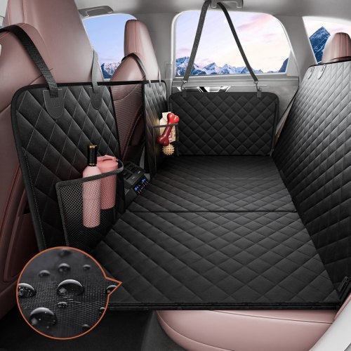 Back Seat Extender for Dogs,Dog Hammock for Car Back seat,Dog Car Seat Cover with Hard Bottom Dog Car Seat Bed 52"x24.8" ,Supports 350lb with Mesh Window and Storage Pocket for Car, SUV