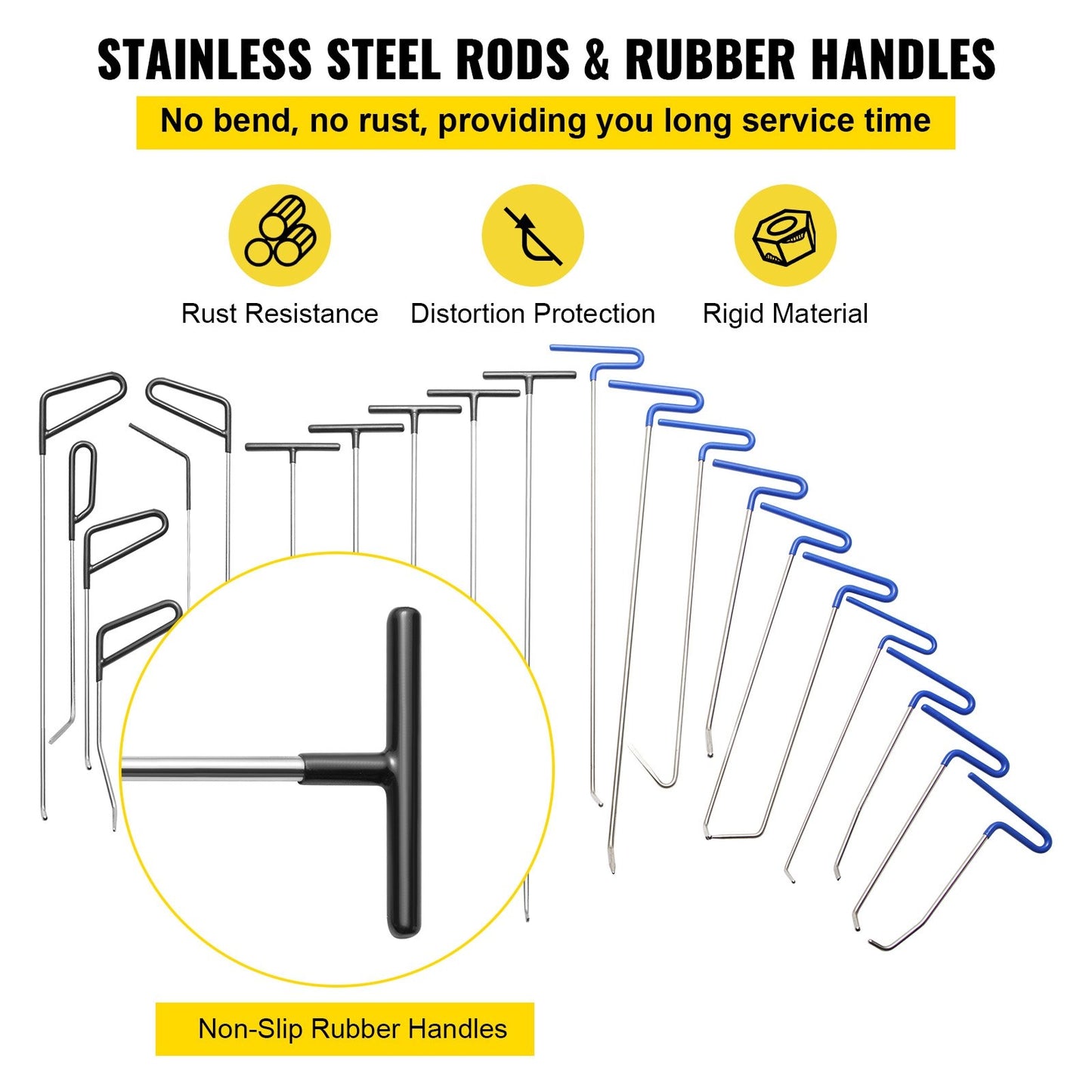 Rods Dent Removal Kit, 21 Pcs Paintless Dent Repair Rods, Stainless Steel Dent Rods, Whale Tail Dent Repair Tools, Professional Hail Dent Removal Tool For Minor Dents, Door Dings And Hail Damage
