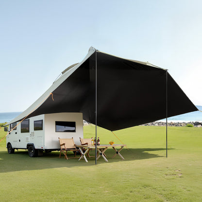 Vehicle Awning, Large 10' x 7' Shade Coverage Car Side Awning, PU2000mm UV50+ Car Awning with Extended Side Canopies and Portable Storage Bag, Suitable for Truck, SUV, Van, Campers