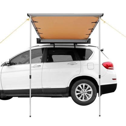 Car Side Awning, Large 6.6' x 8.2' Shade Coverage Vehicle Awning, PU3000mm UV50+ Retractable Car Awning with Waterproof Storage Bag, Height Adjustable, Suitable for Truck, SUV, Van, Campers