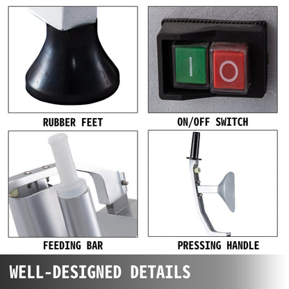 Machabeau JKC-300 Electric Vegetable Cutter with 6 x Cutting Disks, food processor 550W vegetable processor Stainless Steel + Cast Aluminum Alloy