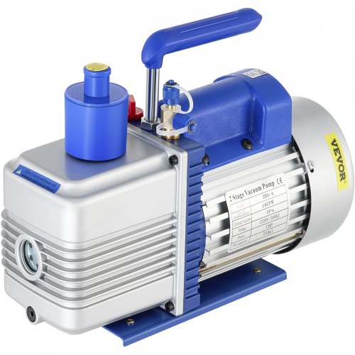 Vacuum Pump, 10CFM 1 HP, Two-Stage Rotary Vane Vacuum Pump, 220V 5 PA Facility HVAC Refrigerant Air Tool for HVAC, Auto AC Refrigerant Recharging, Wine Degassing and Food Processing, Blue