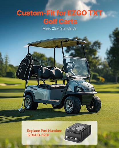 Golf Cart Speed Controller, 48 Volt & 250 Amp, DC Motor Controller Replacement for EZGO TXT Golf Carts, IP65 Rated Protection, Aluminum Alloy & ABS Housing, Compatible with 1206HB-5201 Models