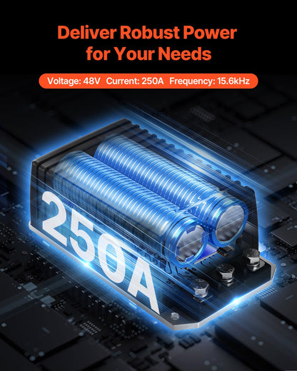 Golf Cart Speed Controller, 48 Volt & 250 Amp, DC Motor Controller Replacement for EZGO TXT Golf Carts, IP65 Rated Protection, Aluminum Alloy & ABS Housing, Compatible with 1206HB-5201 Models