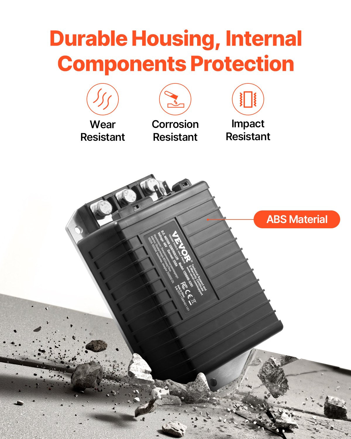 Golf Cart Speed Controller, 48 Volt & 250 Amp, DC Motor Controller Replacement for EZGO TXT Golf Carts, IP65 Rated Protection, Aluminum Alloy & ABS Housing, Compatible with 1206HB-5201 Models