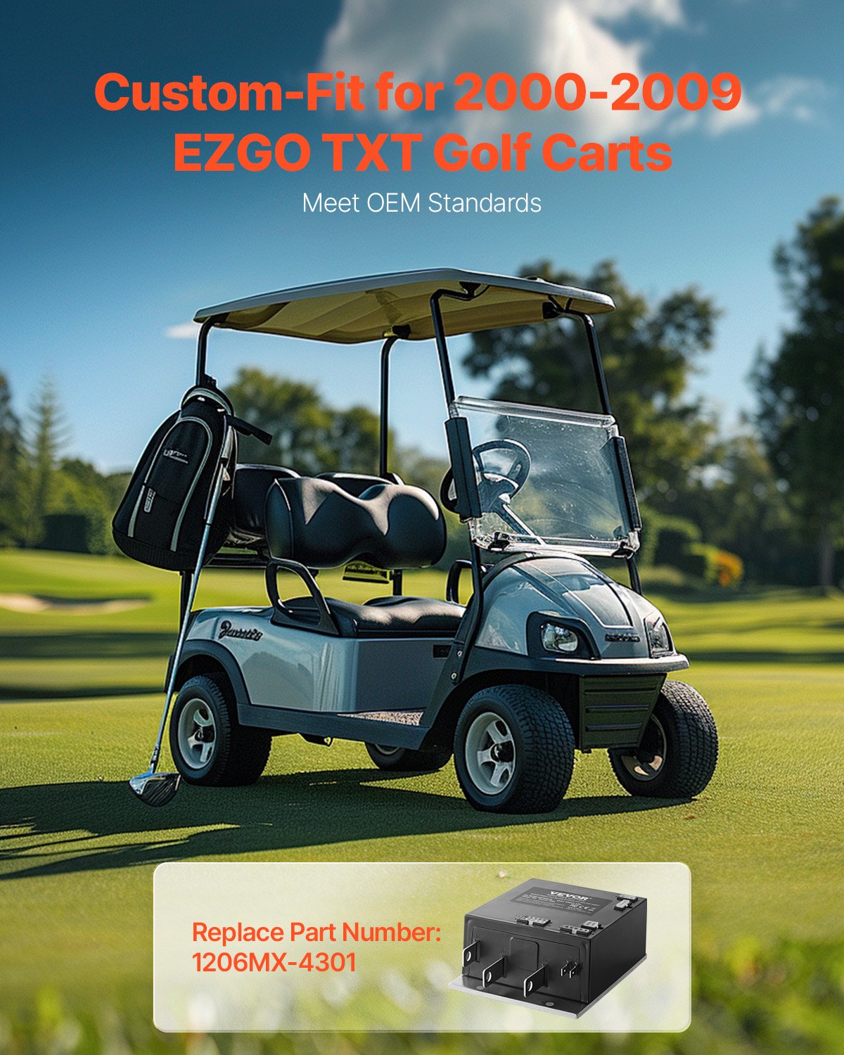 Golf Cart Speed Controller, 36V 350A, DC Motor Controller Replacement for 2000-2009 EZGO TXT Golf Carts, IP65 Rated Protection, Aluminum Alloy & ABS Housing, Compatible with 1206MX-4301 Models