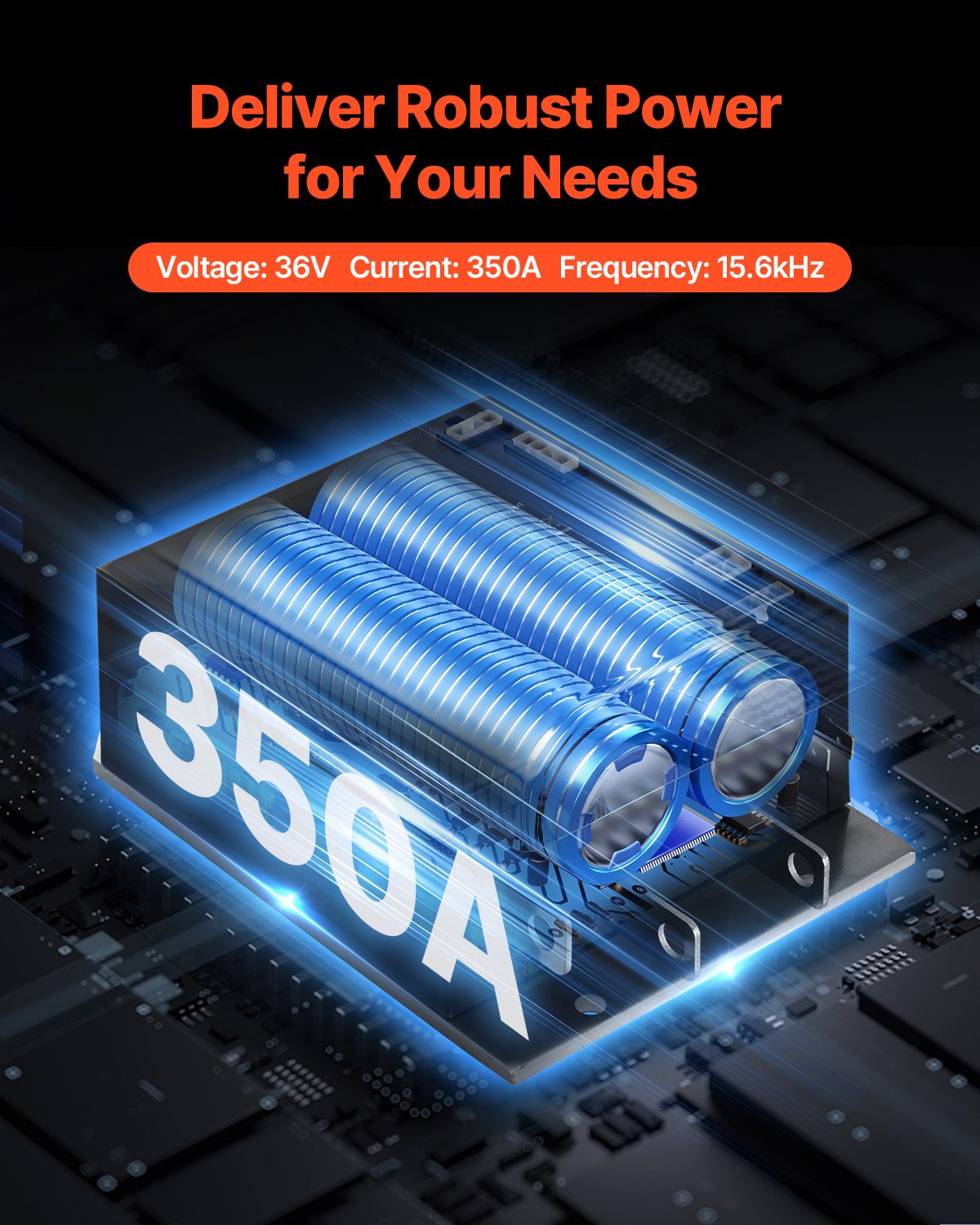 Golf Cart Speed Controller, 36V 350A, DC Motor Controller Replacement for 2000-2009 EZGO TXT Golf Carts, IP65 Rated Protection, Aluminum Alloy & ABS Housing, Compatible with 1206MX-4301 Models