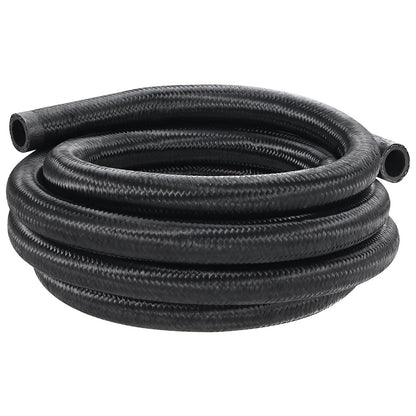 10AN Fuel Line Kit, 10 FT Fuel Hose Kit, 0.55" Nylon Stainless Steel Braided Fuel Line Oil/Gas/Diesel Hose End Fitting Kit, with 7 PCS Swivel Fitting Adapter Kit, Black
