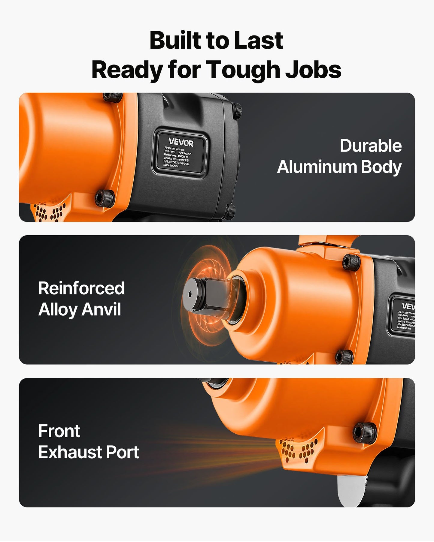 1-Inch Air Impact Wrench, Twin Hammer Air Impact Gun, Up to 1626N.m Reverse Torque, 4600RPM 6-Speed Pneumatic Wrench for Heavy Duty Auto Repairs and Maintenance