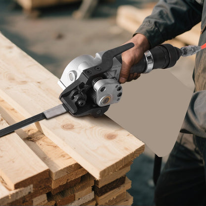 Pneumatic Steel Strapping Machine, 8500 N Tension Force, Metal Strapping Tool Tensioner and Cutter Sealer for 32 mm Width Metal Belt, Heavy Duty Split Type Baler for High Tensile Packaging