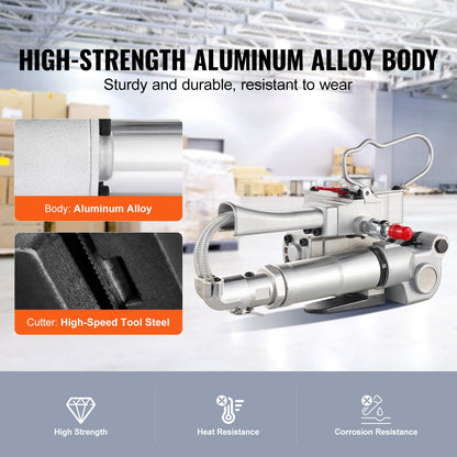 Pneumatic Strapping Tool, for 1/2"-3/4" PP & PET Plastic Belt, Packaging Strapping Machine, Handheld Baler Automatic Packaging Machine with 3500N Max Tension, Portable Banding Strapping Kit