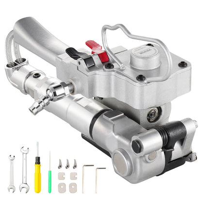 Pneumatic Strapping Tool, for 1/2"-3/4" PP & PET Plastic Belt, Packaging Strapping Machine, Handheld Baler Automatic Packaging Machine with 3500N Max Tension, Portable Banding Strapping Kit
