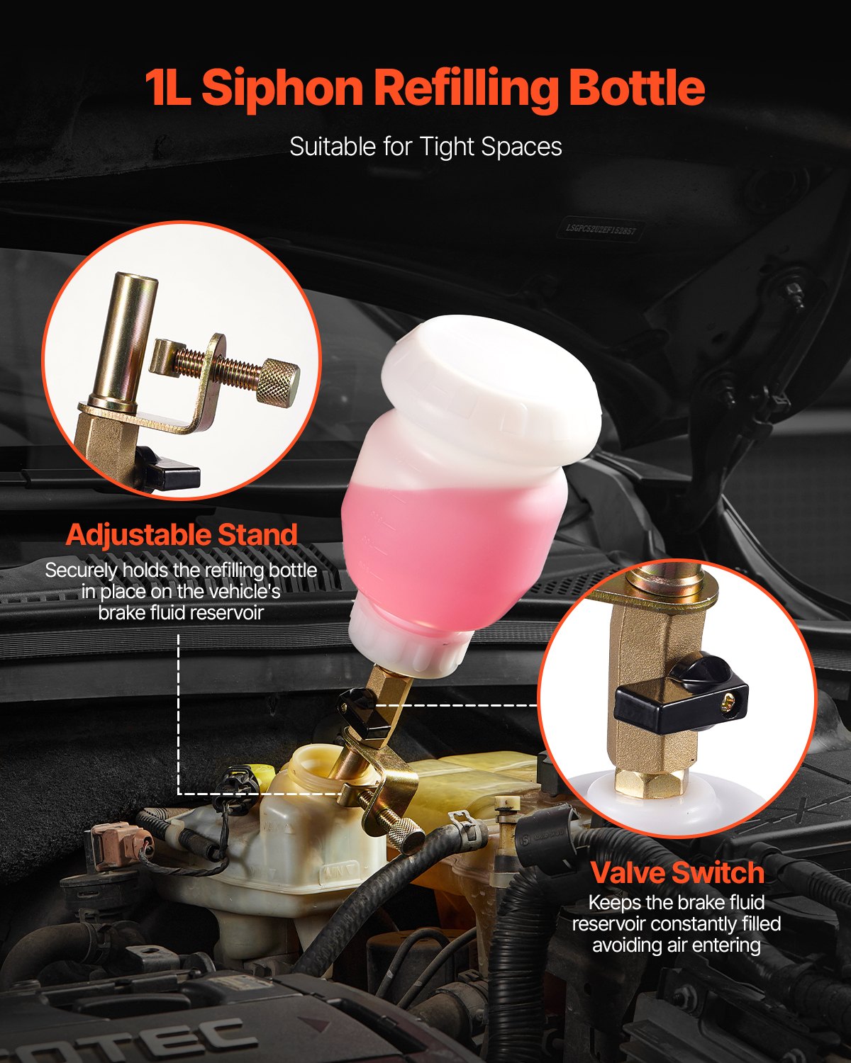 Brake Bleeder Kit, 3L Brake Fluid Extractor with 1L Siphon Refilling Bottle & 13 Hose Connectors, Complete Brake Fluid Bleeder Kit with Extended Silicone Hose & Handle, Fit for Most Vehicles