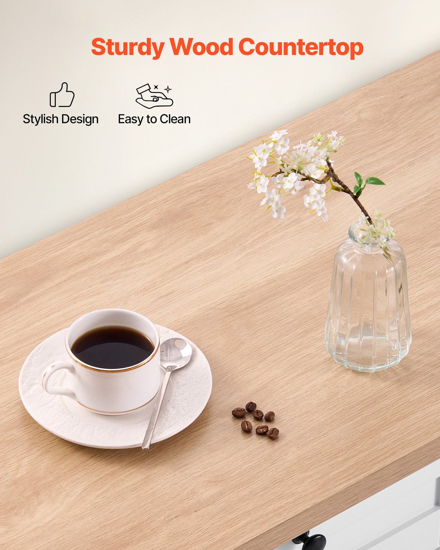 Kitchen Island Cart with Storage, 153 cm Wide Mobile Kitchen Cart with Wheels, Drop Leaf, 2 Drawers, Trash Can Cabinet, Knife Holder, Spice Rack, and Towel Rack, Table for Dining Room, Pantry