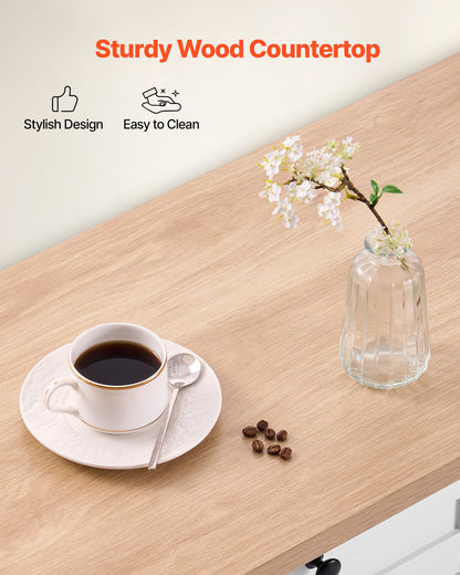 Kitchen Island Cart with Storage, 153 cm Wide Mobile Kitchen Cart with Wheels, Drop Leaf, 2 Drawers, Trash Can Cabinet, Knife Holder, Spice Rack, and Towel Rack, Table for Dining Room, Pantry