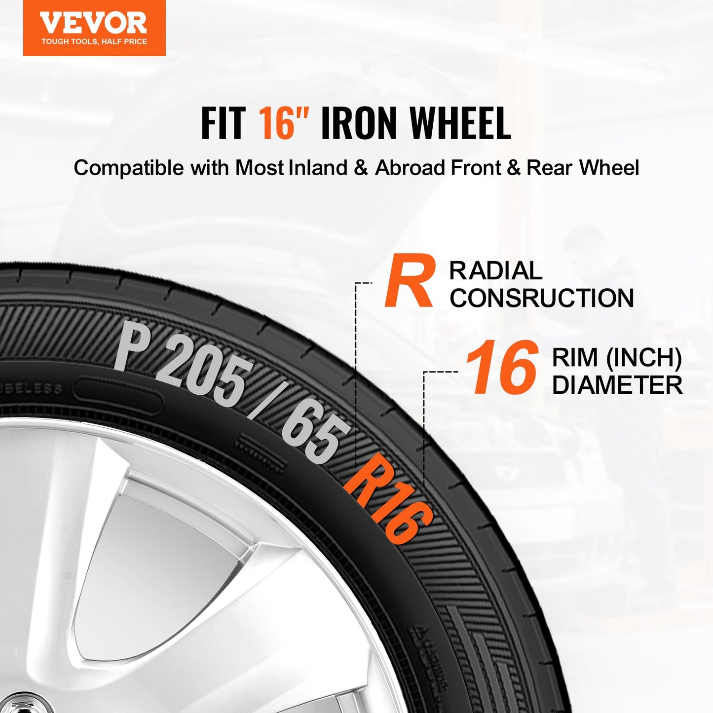 Wheel Rim Cover Hubcaps, 16 in Diameter, Sturdy & Durable Scratch-Resistant Hubcap with Snap & Valve Nozzle Hole, ABS & PC Hubcap with High Rigidity & Less Wind Drag, Fits for All Weather Use
