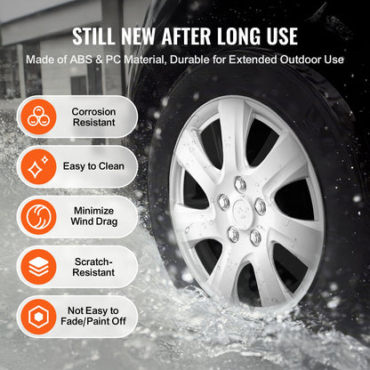 Wheel Rim Cover Hubcaps, 16 in Diameter, Sturdy & Durable Scratch-Resistant Hubcap with Snap & Valve Nozzle Hole, ABS & PC Hubcap with High Rigidity & Less Wind Drag, Fits for All Weather Use