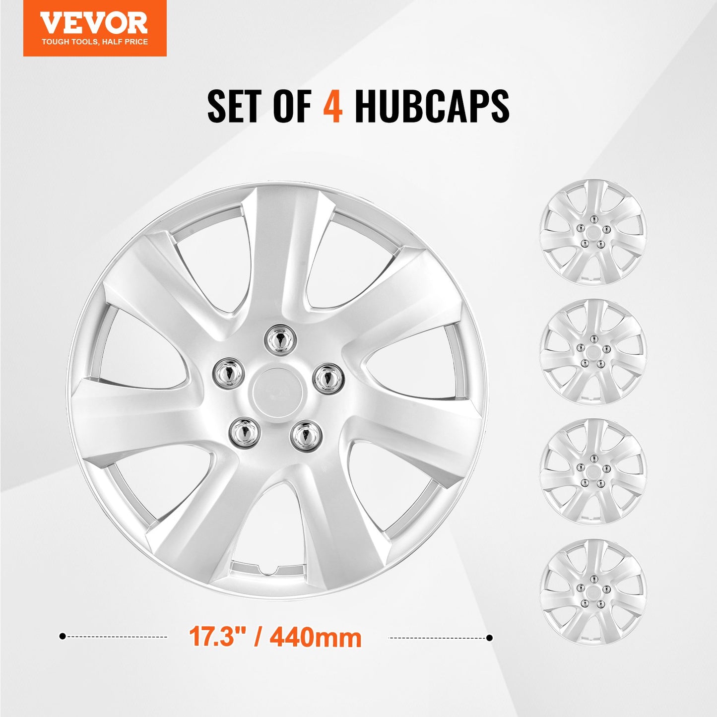 Wheel Rim Cover Hubcaps, 16 in Diameter, Sturdy & Durable Scratch-Resistant Hubcap with Snap & Valve Nozzle Hole, ABS & PC Hubcap with High Rigidity & Less Wind Drag, Fits for All Weather Use
