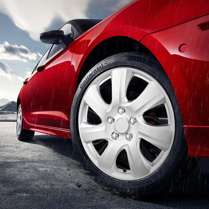 Wheel Rim Cover Hubcaps, 16 in Diameter, Sturdy & Durable Scratch-Resistant Hubcap with Snap & Valve Nozzle Hole, ABS & PC Hubcap with High Rigidity & Less Wind Drag, Fits for All Weather Use