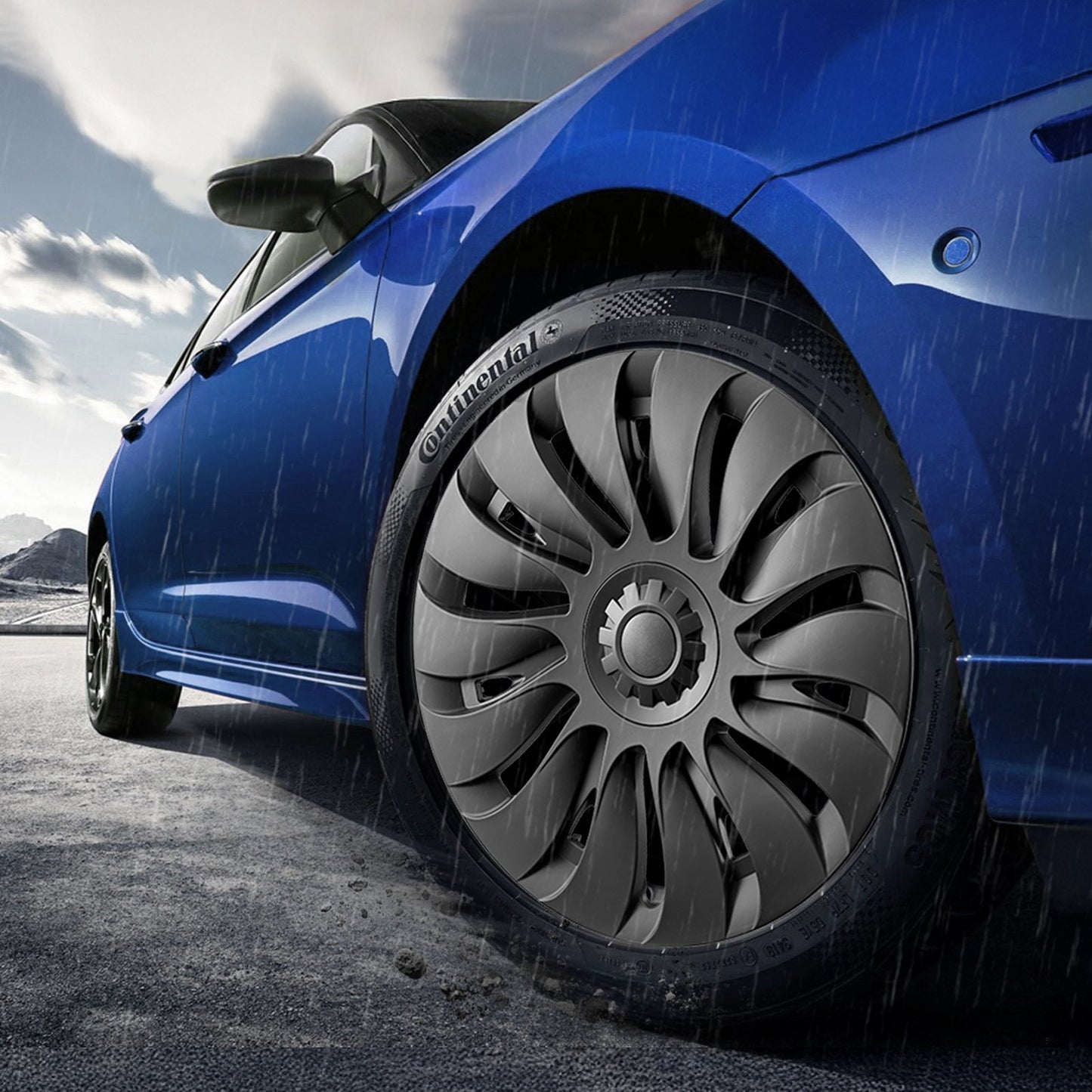 Wheel Rim Cover Hubcaps, 19 in, 2020-2024 Model Y Fully Fit Hubcap with Snap, Guard Tape & Valve Nozzle Hole, ABS & PC Hubcap with High Rigidity & Less Wind Drag, Fits for All Weather Use