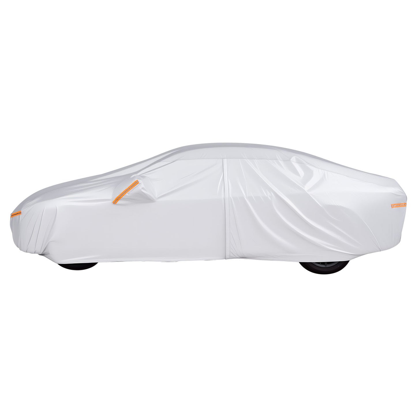 Car Cover, Car Cover Waterproof for Full Size European Sedan Cars Models, Custom-fit All Weather Sun Rain Wind Dust Snow Protection Full Exterior Covers with Door Zipper & Cotton Lining, Silver