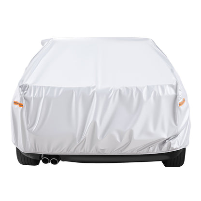 Car Cover, Car Cover Waterproof for Full Size European Sedan Cars Models, Custom-fit All Weather Sun Rain Wind Dust Snow Protection Full Exterior Covers with Door Zipper & Cotton Lining, Silver