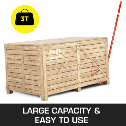 3T Prylever Bar 3000 kg Capacity Steel Pry Lever Bar Heavy Duty with Wheels Prylever with 152.4 cm Length Handle