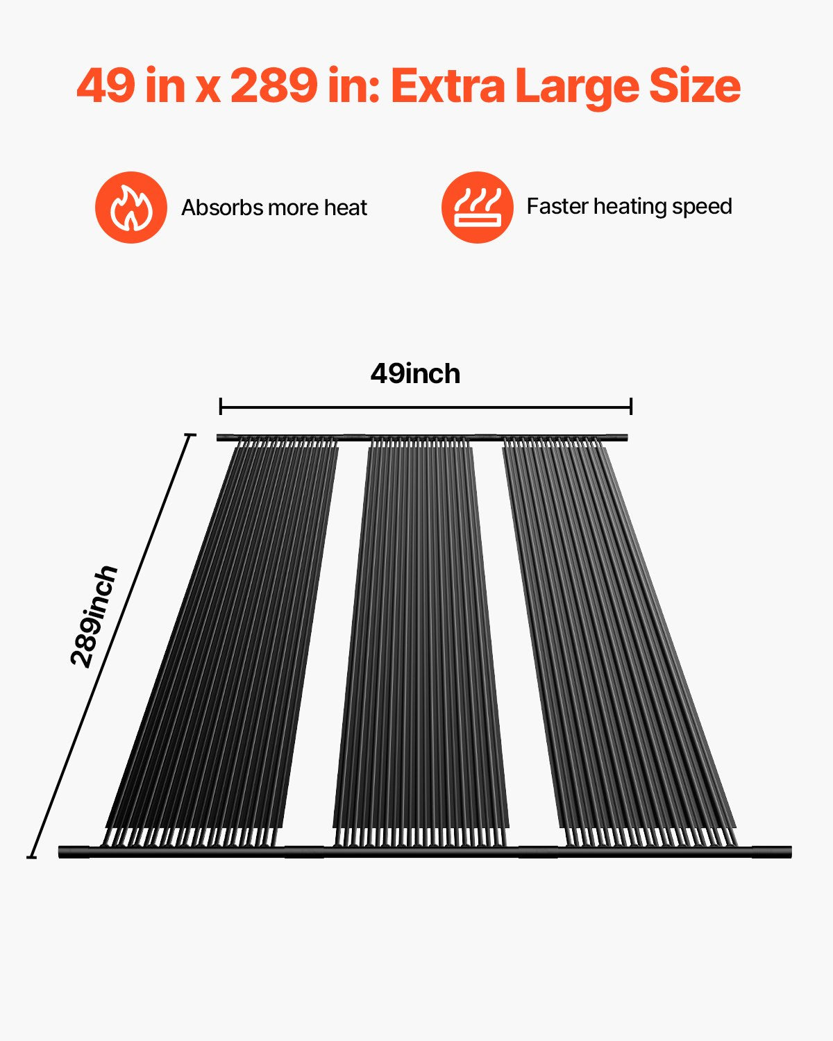 Solar Pool Heater, 4 x 24 ft HDPE Pool Heating System - Durable & Weather-Proof, with Complete Accessories, Universal Solar Pool Panel–Raises Water Temperature, for Aboveground & Inground Pool