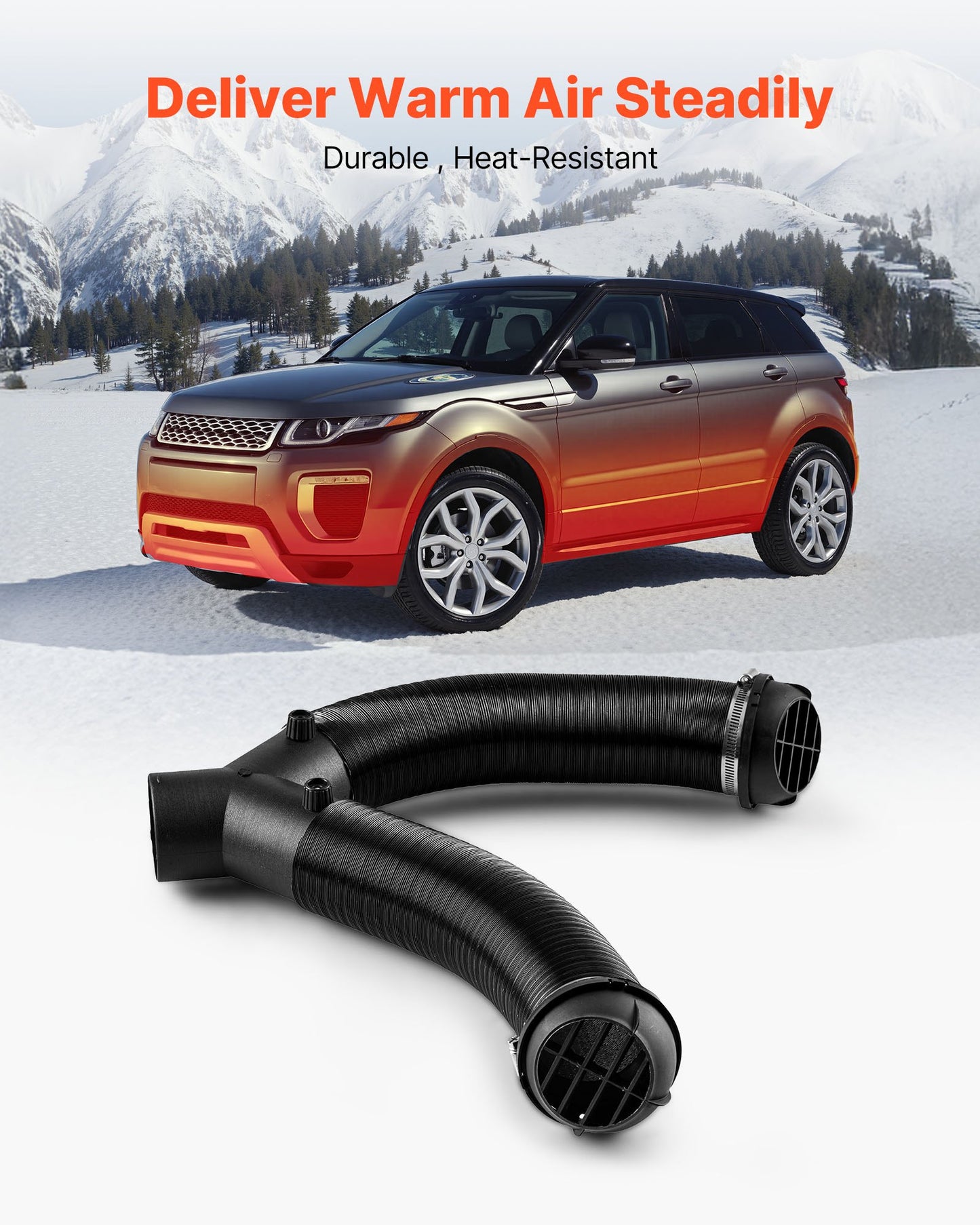 Diesel Heater Pipe Duct Vent Kit, 75mm Heater Pipe Warm Air Outlet Vent Set with Y-Shaped Connector & Air Duct Clamps, Parking Heaters Air Ducts Vent Kit for 2KW 5KW 8KW Diesel Heaters, Black