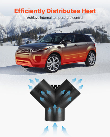 Diesel Heater Connector, 75mm Diesel Heater Duct Connector Accessories, 3-Way Y Branch Diesels Heaters Air Vent Duct with 2 90° Rotatable Valves, Black Joint Connectors for 2KW 5KW 8KW Heaters