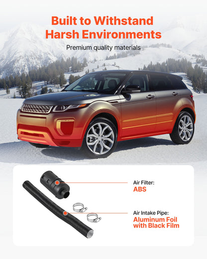 Diesel Heater Intake Pipe Kit, 25mm Car Air Parking Heater Ducting Pipe Hose Tube, Stretchable & Bendable Car Air Intake Filter Silencer Hose Pipes Kit with Clamps for 2KW 5KW 8KW Diesel Heaters