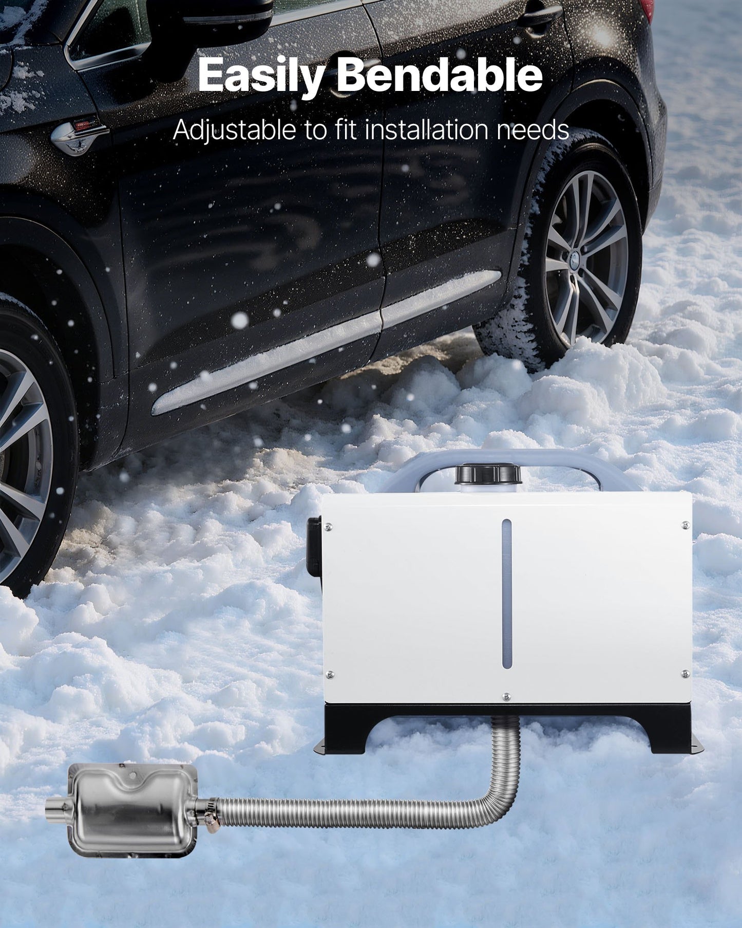 Exhaust Hose, 600mm Diesel Heater Flexible Exhaust Pipe, Stainless Steel Exhausts Hoses with 2 Hose Clamps, Air Diesel Parking Heater Exhausts Hoses Line for 2KW 5KW 8KW Diesels Heaters