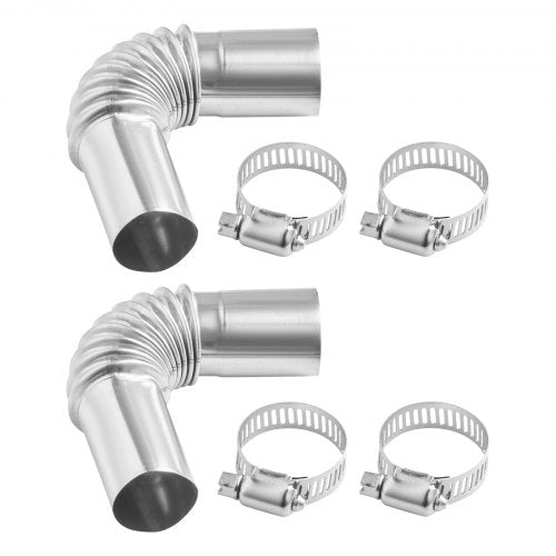 Exhaust Pipe Tube Elbow Connector, 25mm Diesel Heater Exhaust Elbow, Stainless Steel Windproof Cap Gas Water Heater 4 Clamps for 2KW 5KW 8KW Diesel Heater, Diesel Heaters Exhausts Elbows