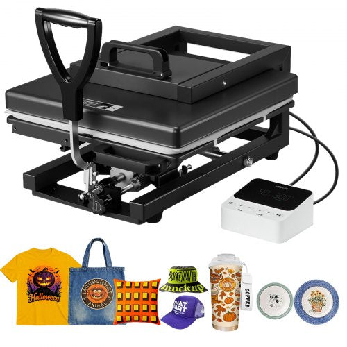 Hybrid Heat Press, 380 x 380 mm, 5-in-1 Multifunction, Heat Up Fast and Even, All-New Patented Design, Easy to Control, Sublimation Press Machine for T-shirts/Mugs/Tumblers/Caps/Plates, Black