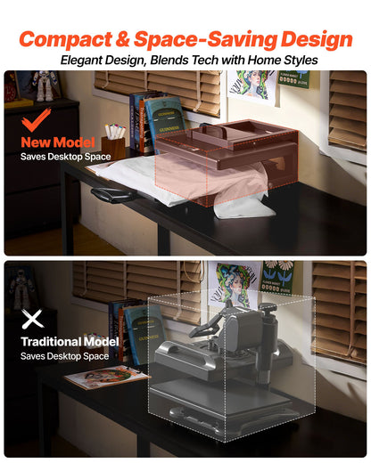 Hybrid Heat Press, 380 x 380 mm, 5-in-1 Multifunction, Heat Up Fast and Even, All-New Patented Design, Easy to Control, Sublimation Press Machine for T-shirts/Mugs/Tumblers/Caps/Plates, Black