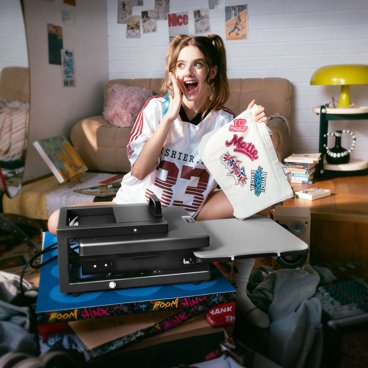 Hybrid Heat Press, 380 x 380 mm, 5-in-1 Multifunction, Heat Up Fast and Even, All-New Patented Design, Easy to Control, Sublimation Press Machine for T-shirts/Mugs/Tumblers/Caps/Plates, Black