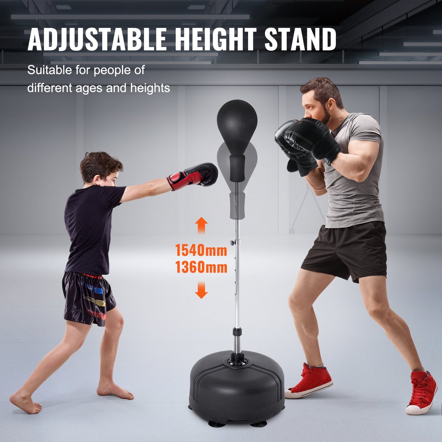 Punching Bag, Reflex Boxing Bag for Teens & Adults, Height Adjustable Free Standing Strike Bag Set with Boxing Gloves & Stand, Speed Bag for Training, Boxing Equipment, Stress Relief & Fitness