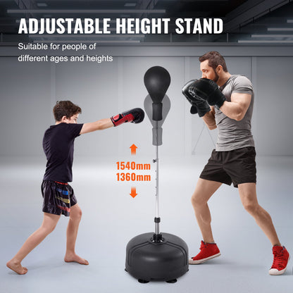 Punching Bag, Reflex Boxing Bag for Teens & Adults, Height Adjustable Free Standing Strike Bag Set with Boxing Gloves & Stand, Speed Bag for Training, Boxing Equipment, Stress Relief & Fitness