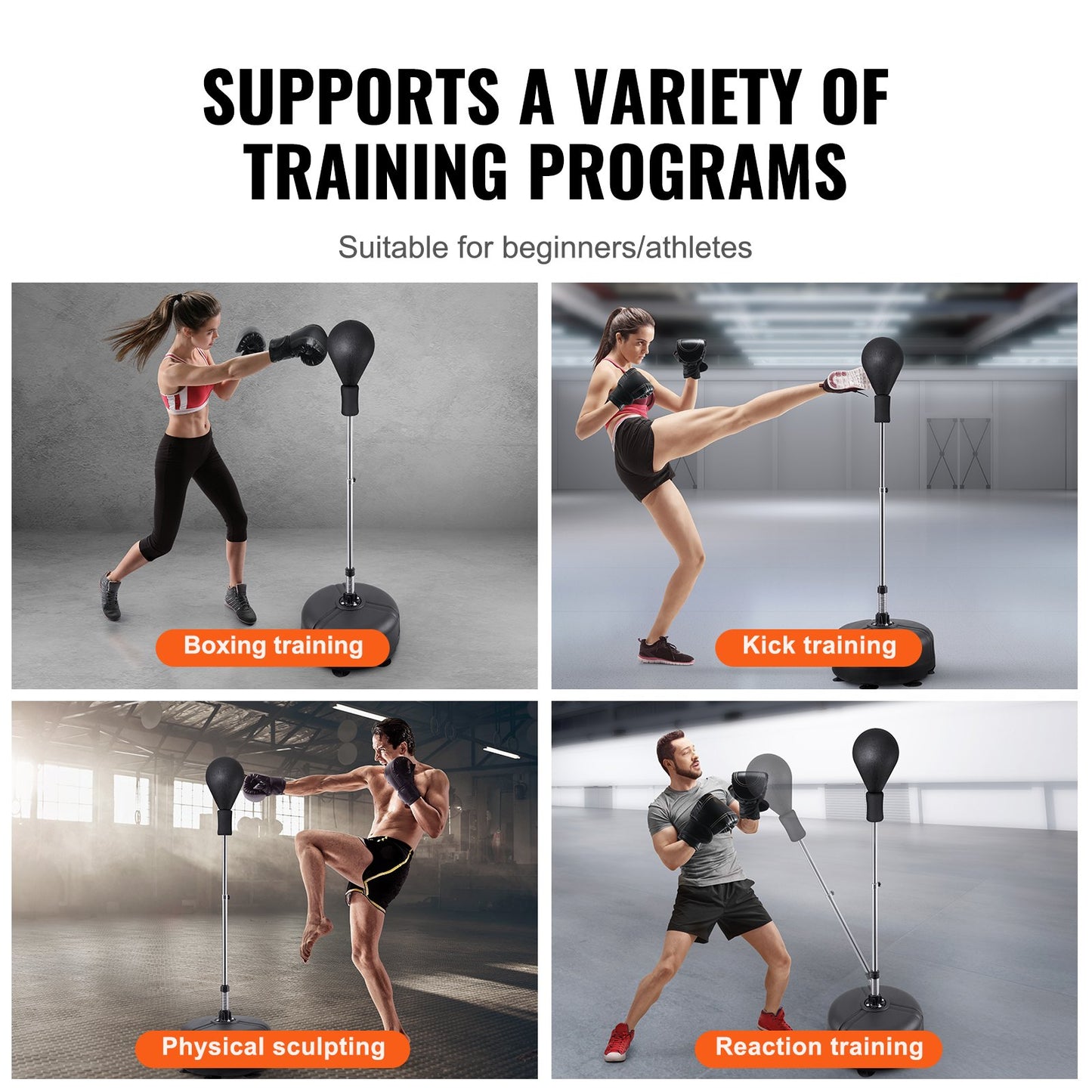 Punching Bag, Reflex Boxing Bag for Teens & Adults, Height Adjustable Free Standing Strike Bag Set with Boxing Gloves & Stand, Speed Bag for Training, Boxing Equipment, Stress Relief & Fitness