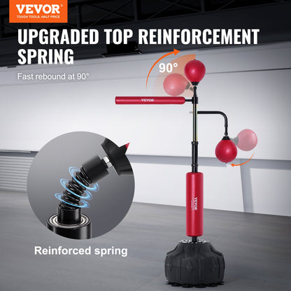 Boxing Speed Trainer, Punching Bag with Stand, Reflex Boxing Bag for Teens & Adults, Height Adjustable Free Standing Strike Bag Set with Gloves, Workout Speed Bag for Home Gym Training, Red