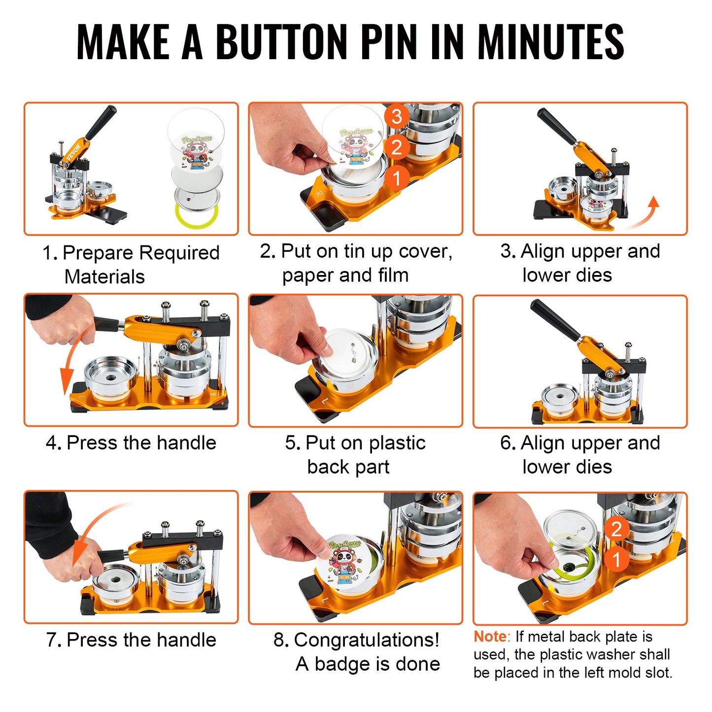 Button Maker Machine, 75 mm (3 inch) Badge Punch Press Kit, Children DIY Gifts Pin Maker, Button Making Supplies with 500pcs Button Parts & Circle Cutter & Magic Book