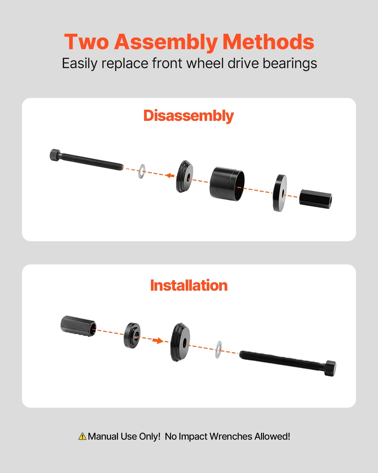 Wheel Bearing Press Kit, 23 PCS FWD Bearing Puller Tools, for Front Wheel Drive Bearing Removal and Installation, Wheel Bearing Tool with Sliding Screw, Bushings, Sleeve Plates, Storage Case